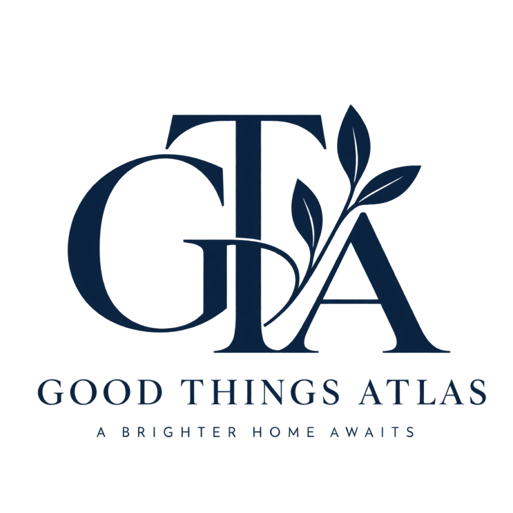 Good Things Atlas logo with GTA botanical monogram